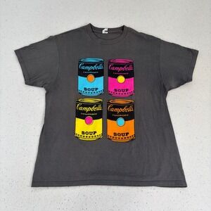 Andy Warhol Graphic Tee Charcoal Gray Soup Can Print Streetwear Retro‎ Pop Art M